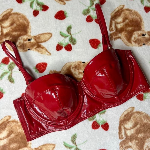 Victoria's Secret Red Faux Leather Balconet Bra Size 36C/34D - Picture 4 of 7